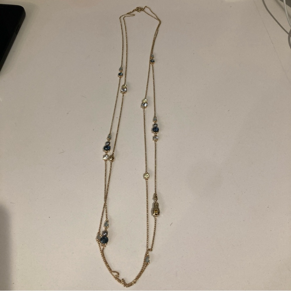 LOFT Gold and Blue Beaded Necklace